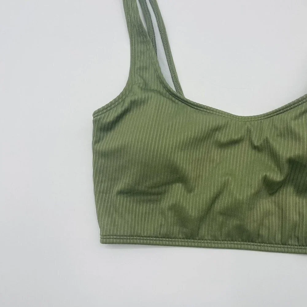 Salt‎ + Cove Juniors Size XL Ribbed Long-Line Bikini Top Swimsuit in Green 1967